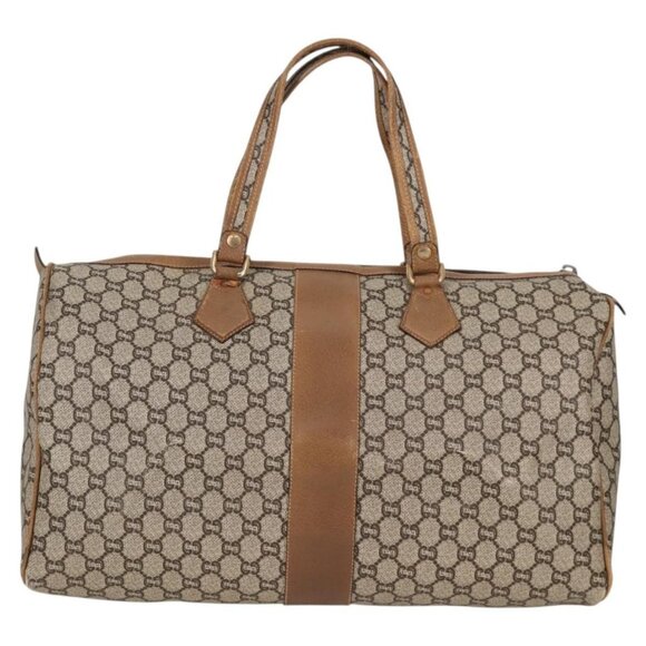 GUCCI GG Plus Supreme Boston Bag PVC Beige Gold Auth bs27274 - Picture 3 of 16